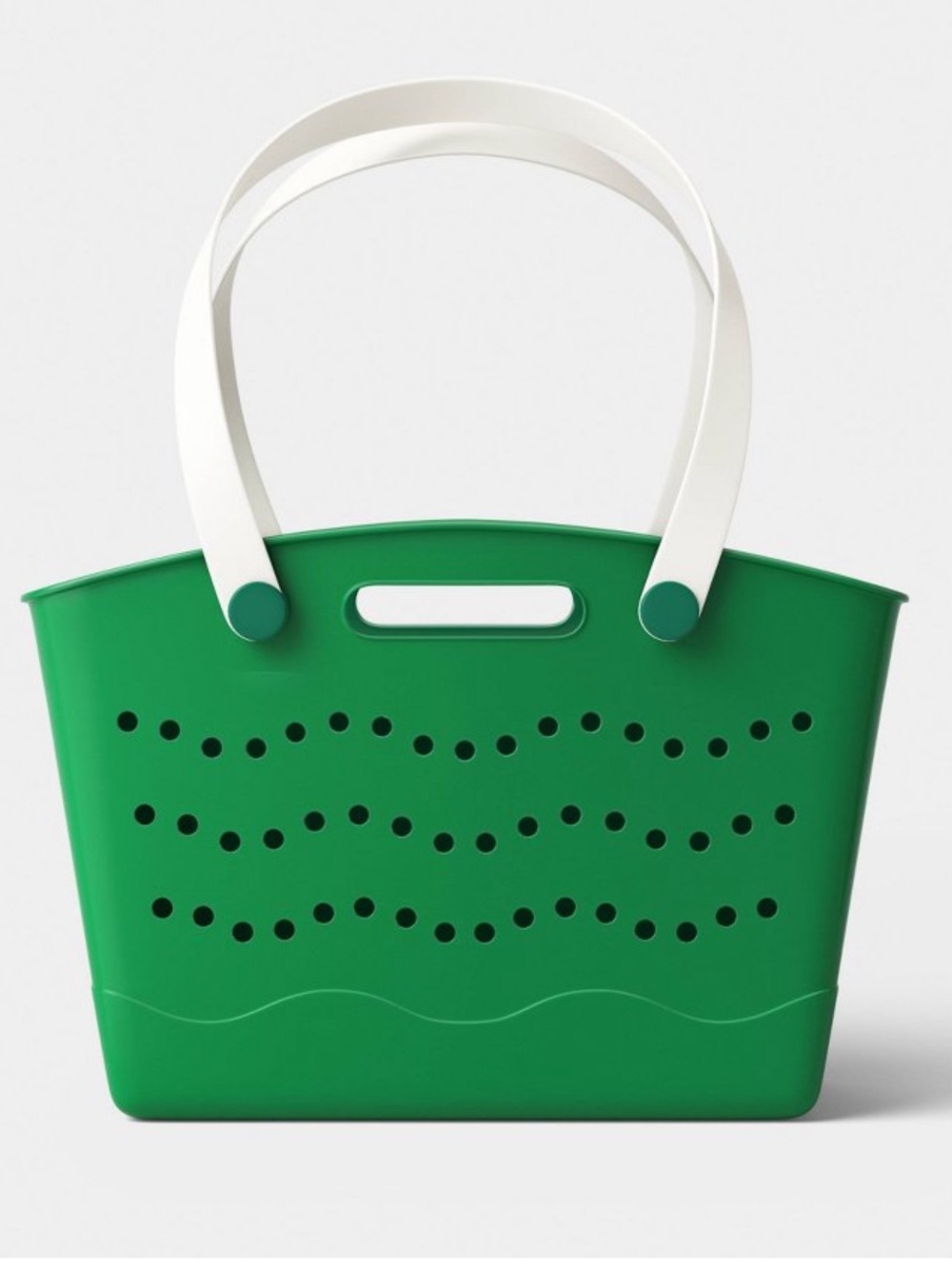 Kelly Green Perforated Rubber Tote Bag | Waterproof Beach Pool Carryall Shopper